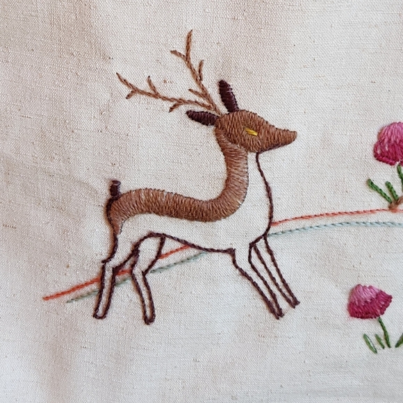 Vintage Crewel Embroidered Folk Art Wall Hanging - Picture 4 of 6